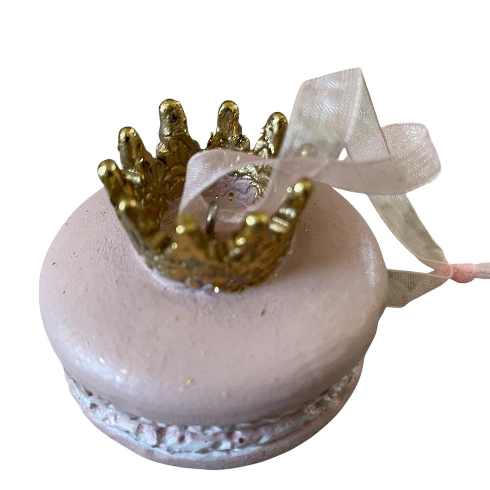 RACHEL ZOE Gold Crown Pastel Macaron Ornament Set of 6 Valentines Day Decor New - Picture 3 of 16